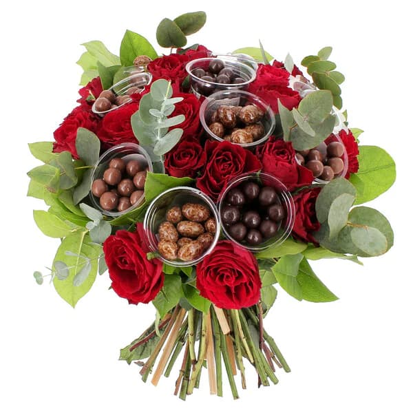 Photo produit : BOUQUET 20 ROSES ROUGES ET CHOCOLATS