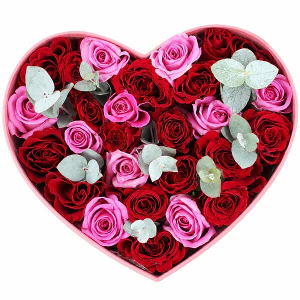 Photo produit : COEUR DE ROSES ROUGES ET ROSES