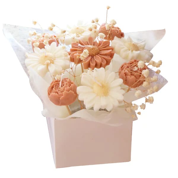 Photo produit : BOUQUET BOUGIES PIVOINES CORAIL